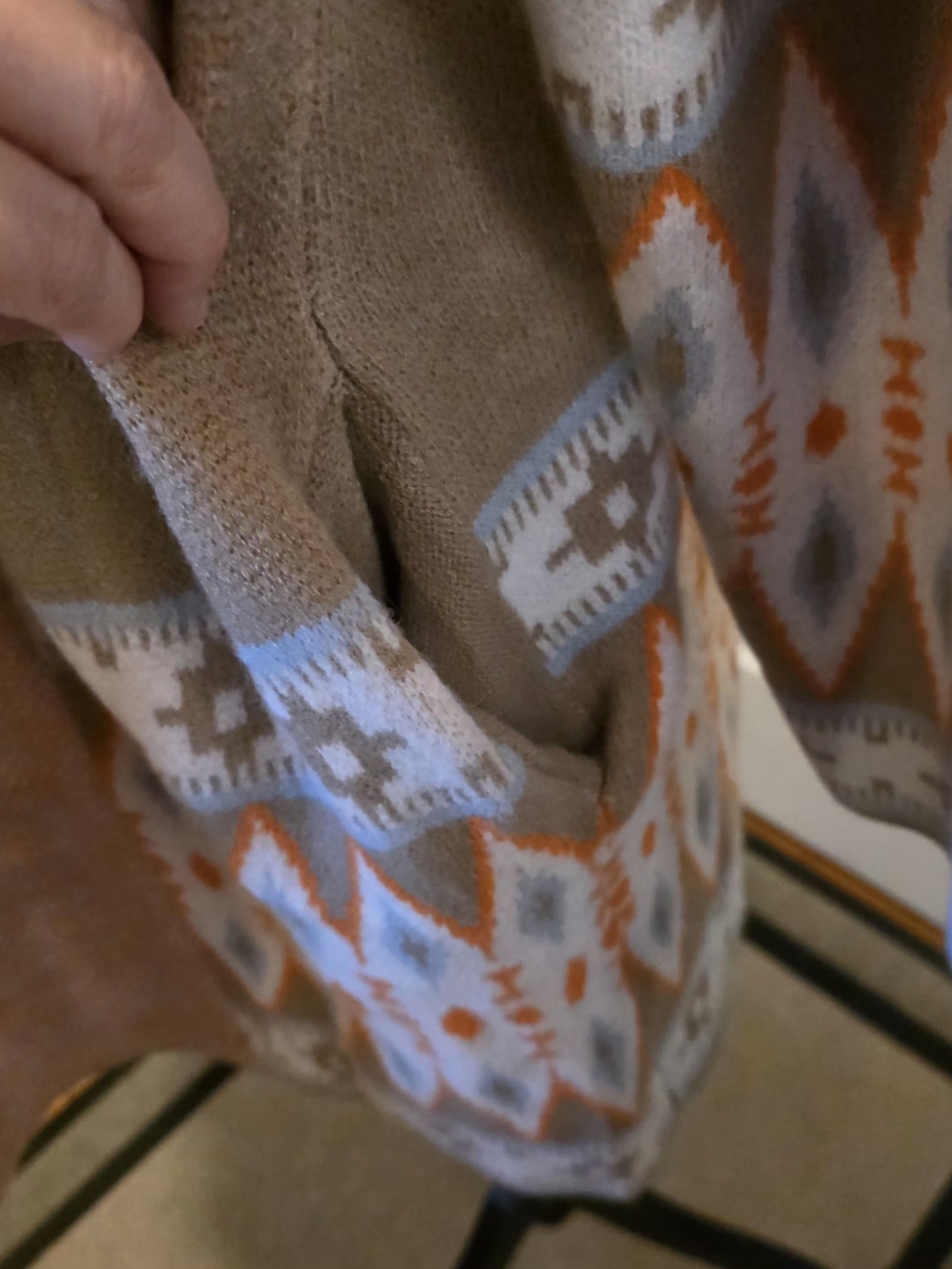 Taupe Aztec Open-Front Cardigan - Picture 4 of 4
